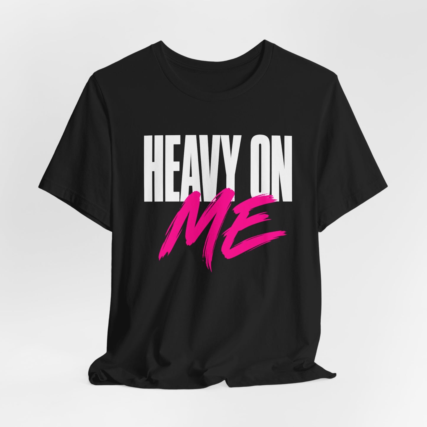 Heavy On Me T-Shirt — Bold Retro Graphic Tee with Pink Accent