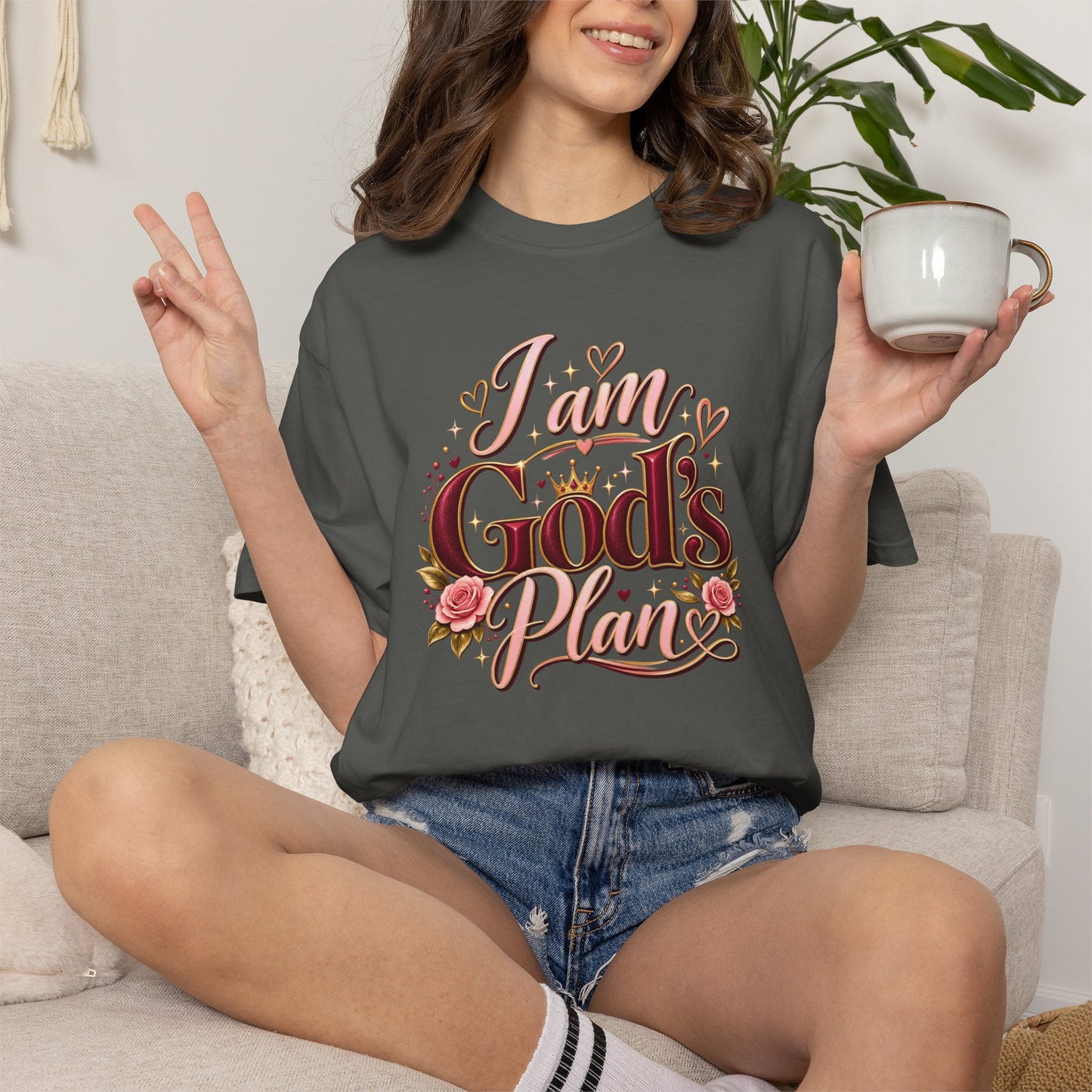 I Am God's Plan T-Shirt — Floral Faith Graphic Tee