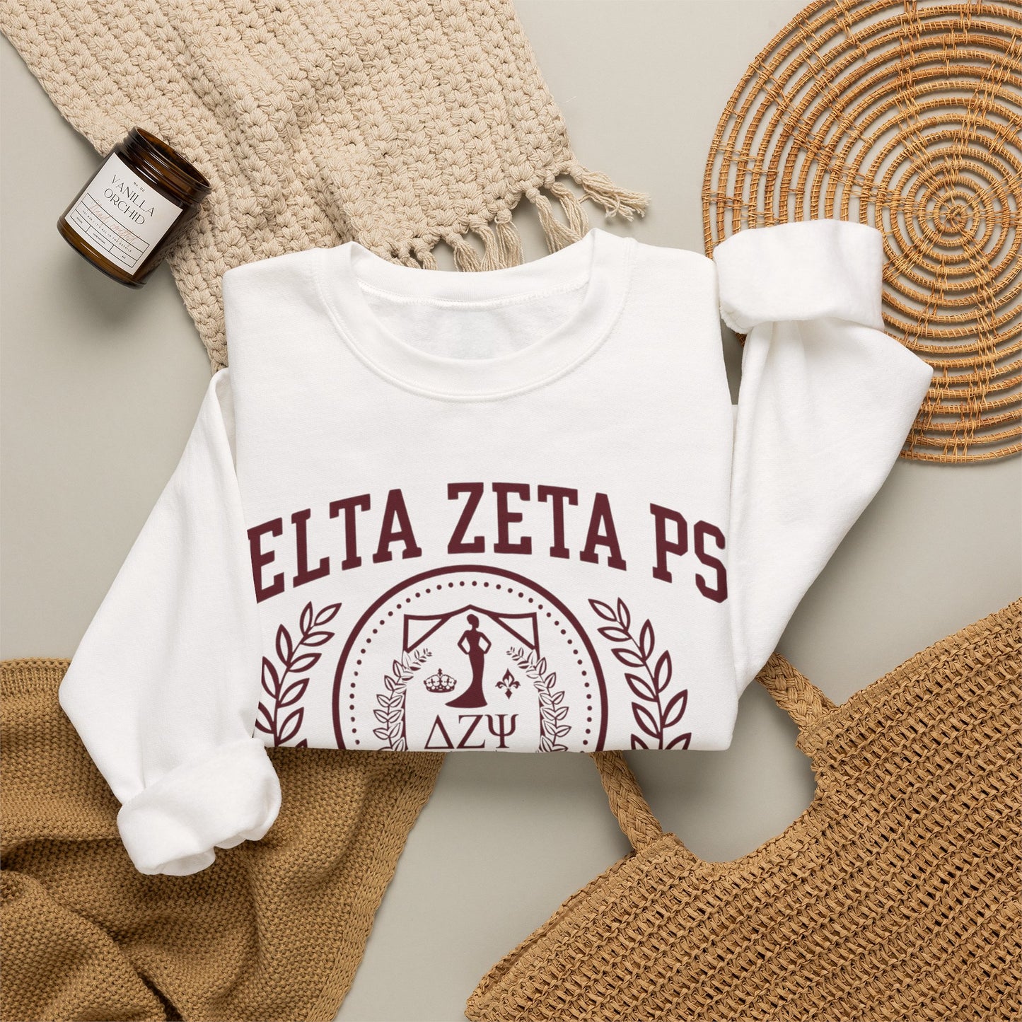 Delta Zeta Psi Sorority Crewneck Sweatshirt - Sisterhood Crest Pullover