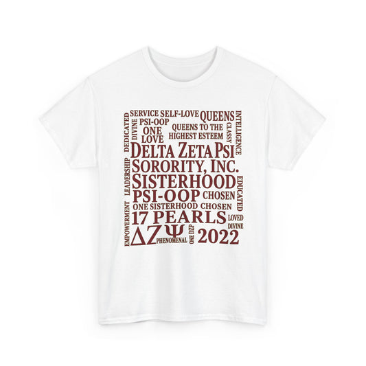 Delta Zeta Psi Sorority T-Shirt – 17 Pearls Sisterhood 2022 Word-Cloud Tee