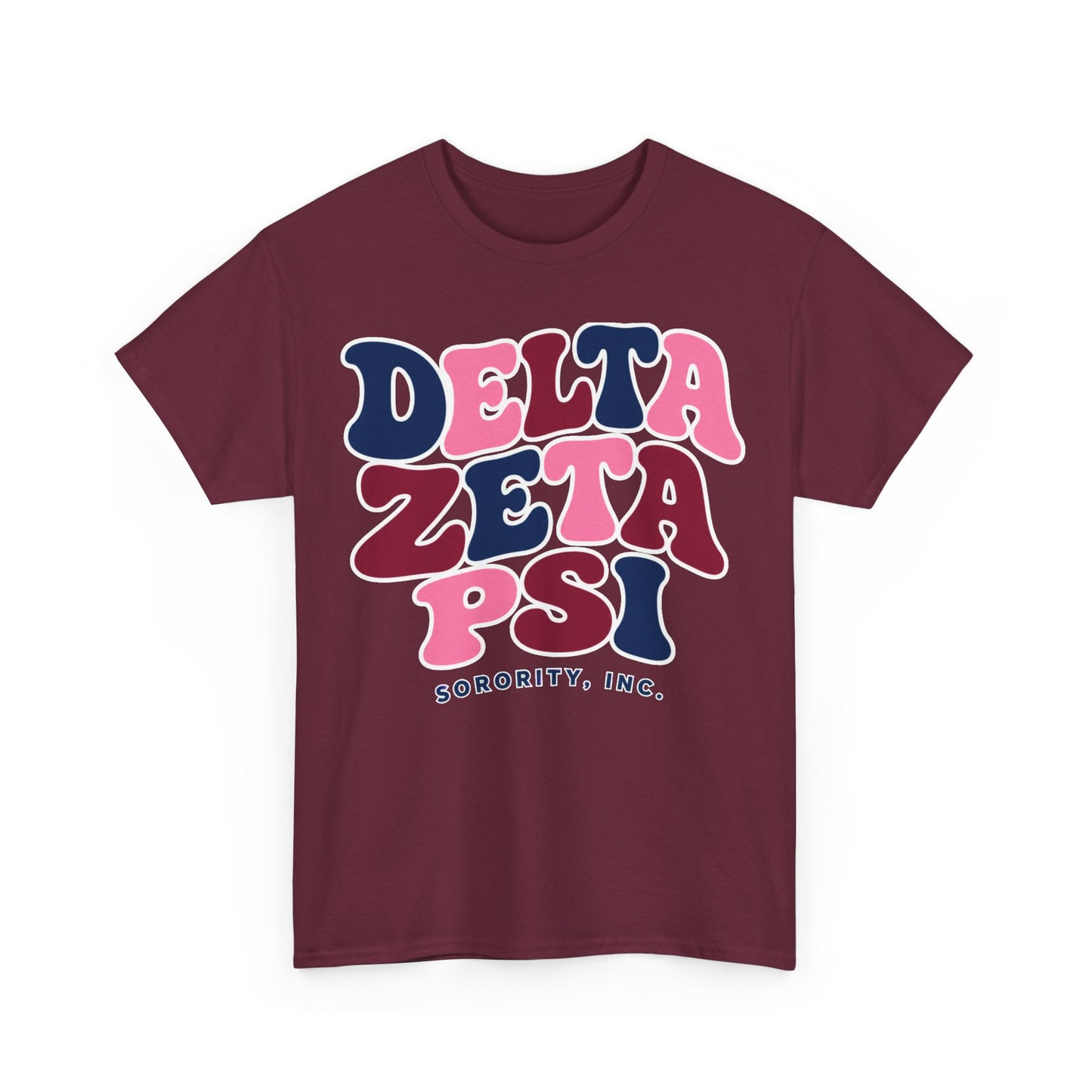 Delta Zeta Psi Retro Sorority T-Shirt — Funky Pink & Navy Greek Tee