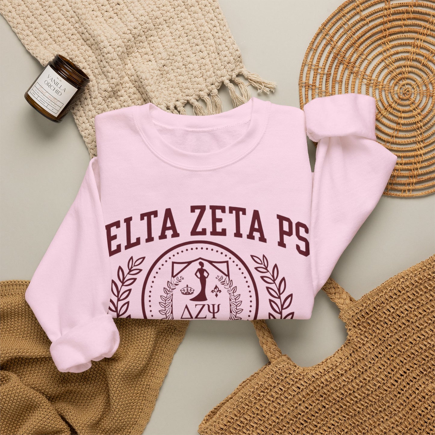 Delta Zeta Psi Sorority Crewneck Sweatshirt - Sisterhood Crest Pullover