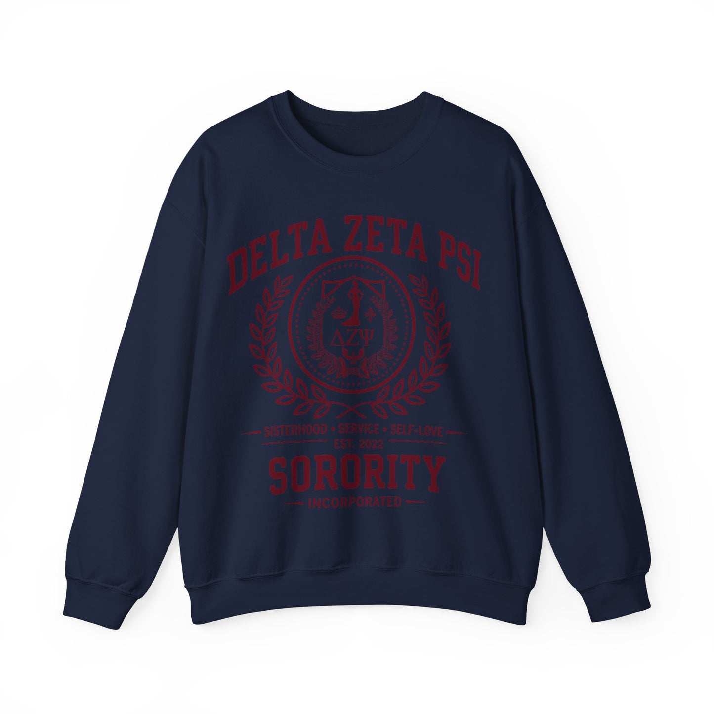 Delta Zeta Psi Sorority Crewneck Sweatshirt - Sisterhood Crest Pullover