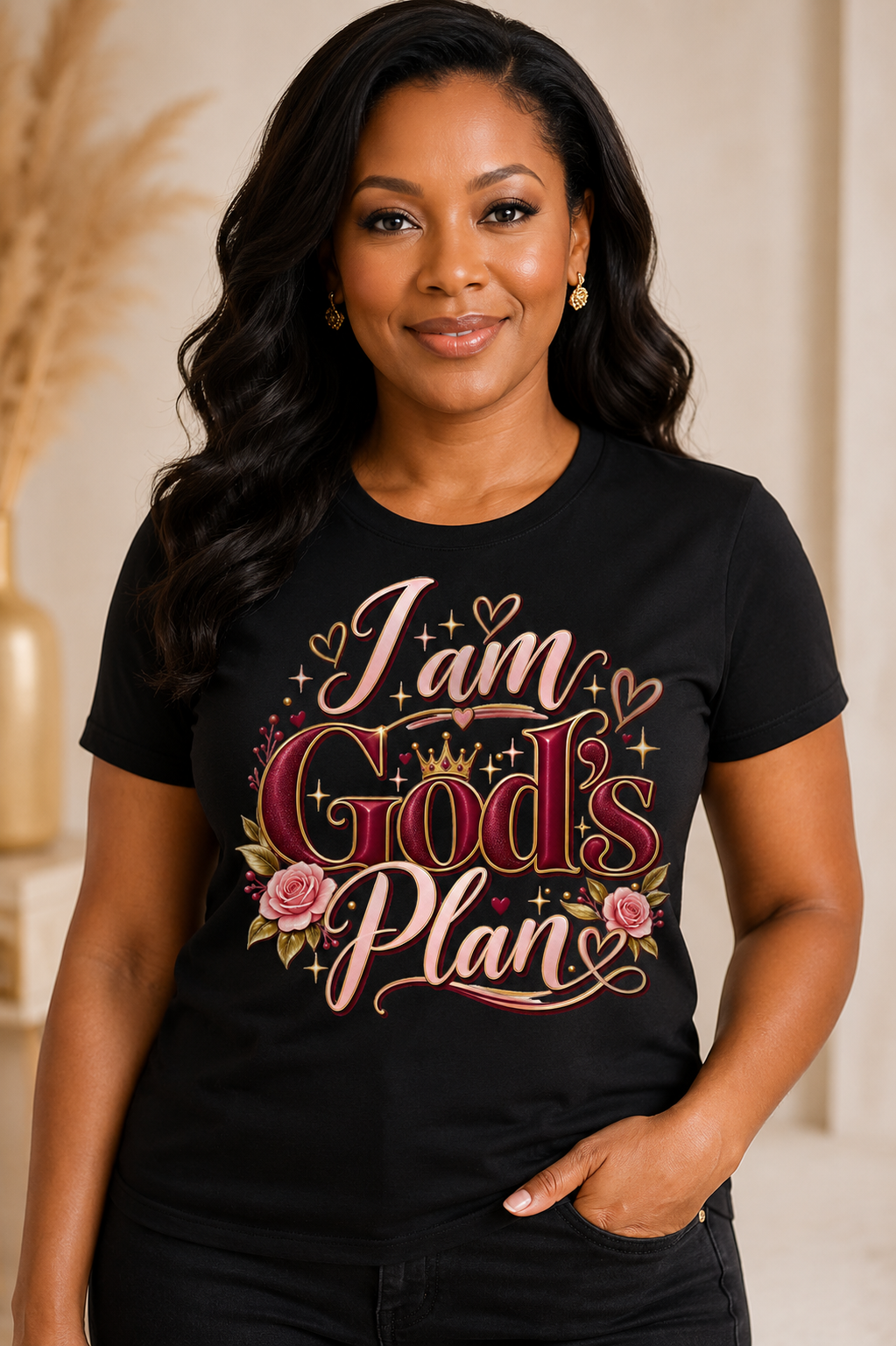 I Am God's Plan T-Shirt — Floral Faith Graphic Tee