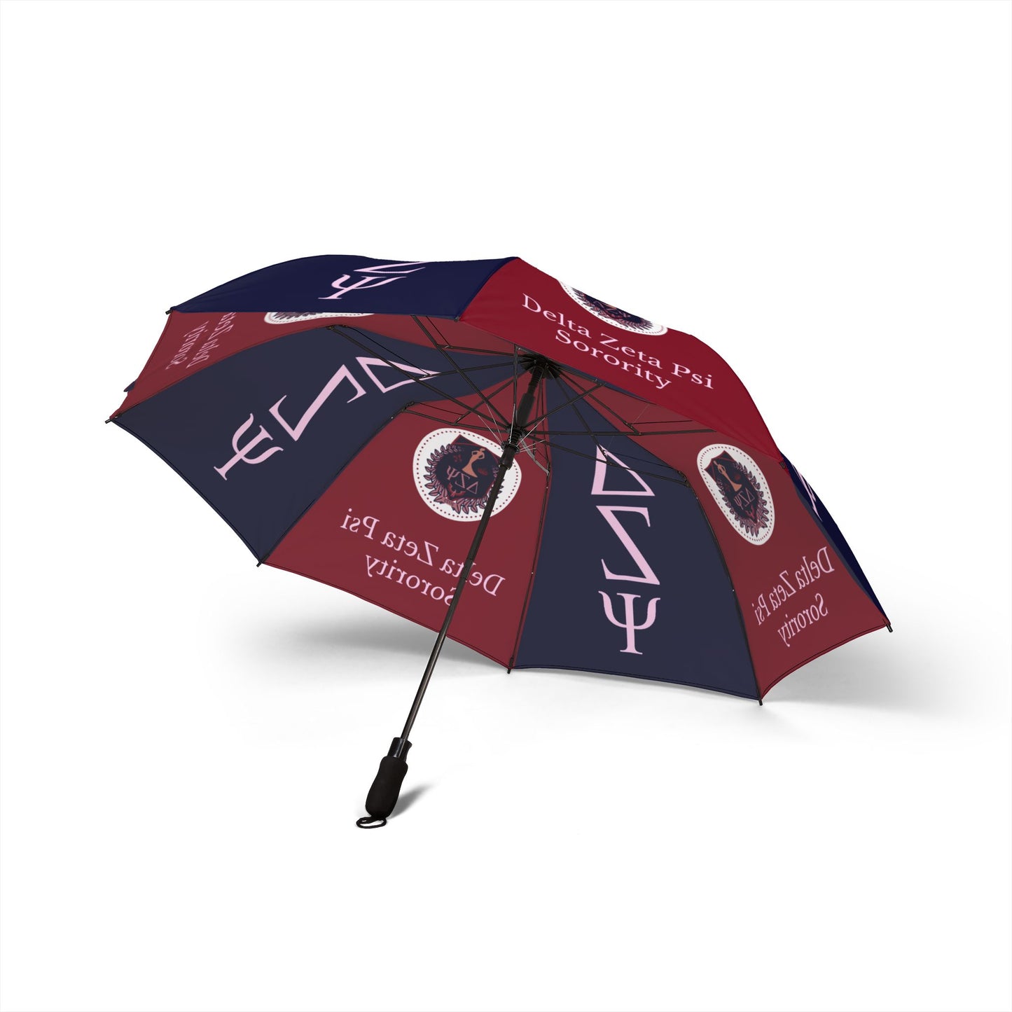 Delta Zeta Psi Sorority Semi-Automatic Foldable Umbrella — Navy & Maroon