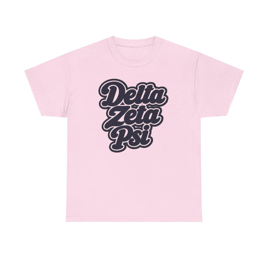 Delta Zeta Psi Retro Script T-Shirt — Pink Sorority Tee
