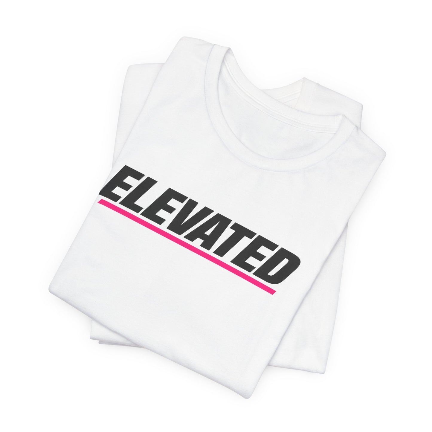 Elevated Graphic Tee — 'ELEVATED' Retro Stripe Short Sleeve Shirt