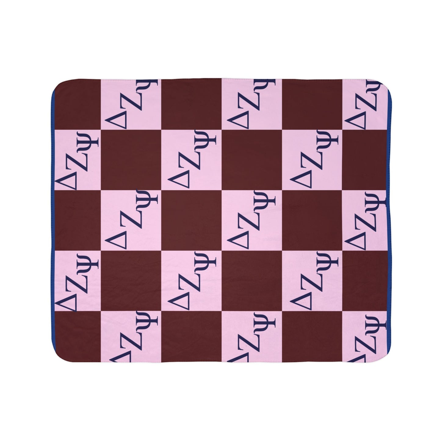 Delta Zeta Sherpa Blanket – Pink & Maroon Checkerboard Sorority Throw