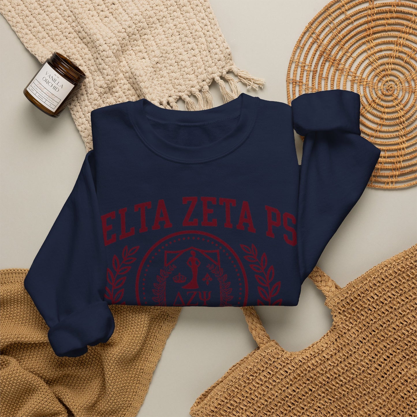Delta Zeta Psi Sorority Crewneck Sweatshirt - Sisterhood Crest Pullover