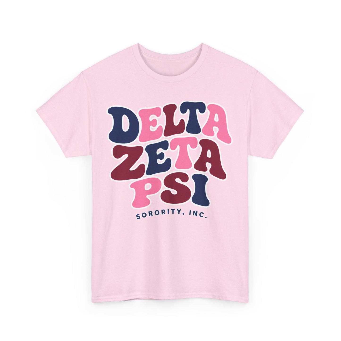 Delta Zeta Psi Retro Sorority T-Shirt — Funky Pink & Navy Greek Tee